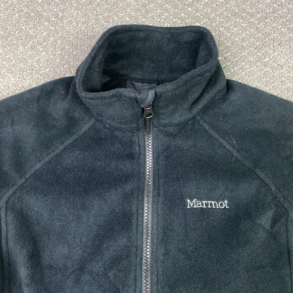 Marmot Jacket Women's Small Black PolarTec Fleece Full Zip Mock Neck Outdoors - Picture 2 of 10